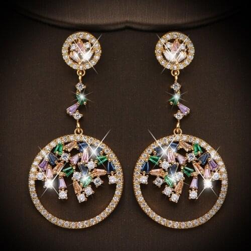 KSRA Dangle Drop Earrings Brilliant Water Drop CZ Dangle Earrings For Women Fashion Crystal Bridal Wedding Jewelry Bridesmaid