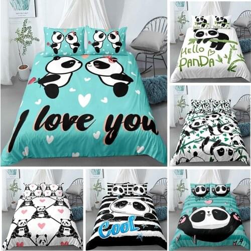 Cute 3D Panda Bedding Set Bedclothes Bedroom Decor Comfortable Duvet Cover Bedlinen Kids