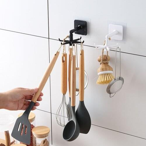 Multi-Purpose Home Storage Rack Rotating Hook Shelf Foldable Rotate Holder Hang Kitchen Cabinet Organizer Rack Bathroom Hangers
