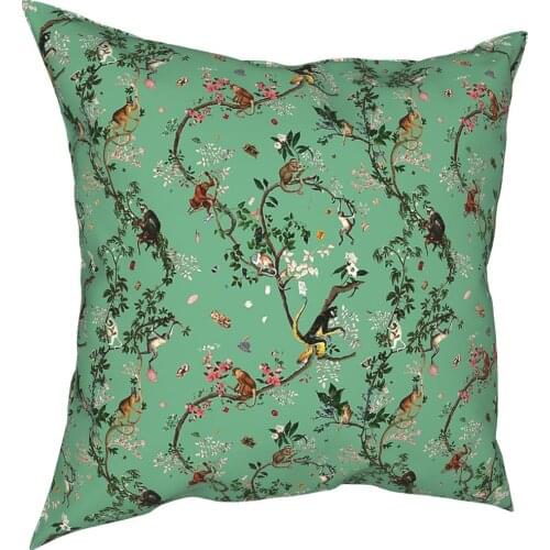 Monkey World Green Pillowcover Home Decorative Animal Cushion Cover Throw Pillow for Car Polyester Double-sided Printing Printed