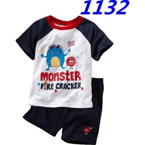 Summer breathable cotton clothes for baby girls boys shirt+shorts 2pcs/set pajamas homewear sets children cartoon nightwear suit