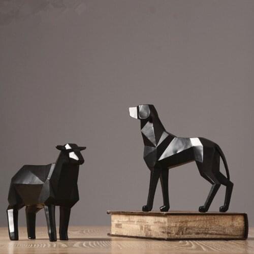 NORDIC STYLE PRESENTS MODERN ABSTRACT SIMPLE HOME DECORATION RESIN CRAFTS DIAMOND SHAPED GEOMETRIC SHEEP ANIMAL MODEL GIFTS