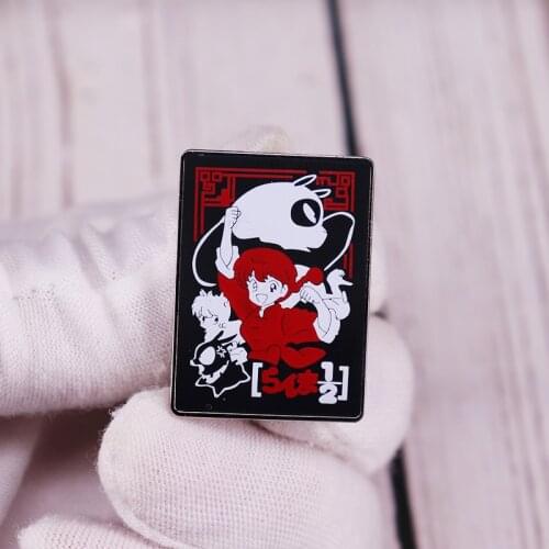 Ranma 1/2 Enamel Pin Brooch Cartoon Cute Panda Girl Badge Anime Fans Flair Addition