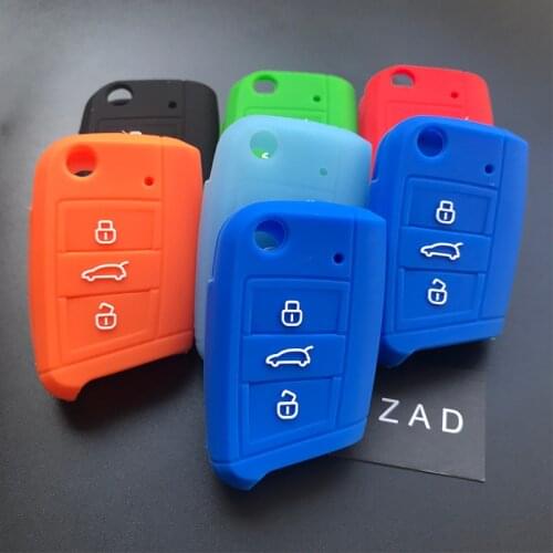 ZAD silicone key fob protect cover case skin for VW Polo golf7 MK7 for Skoda Octavia combi A7 for SEAT Leon Ibiza CUPTRA 3button