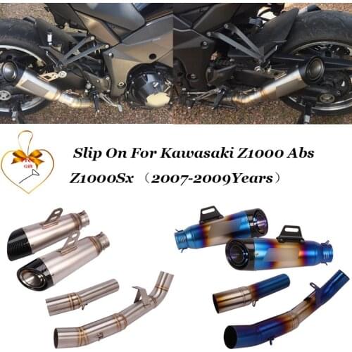 Full System Slip On For Kawasaki Z1000 2007 2008 2009 Motorcycle Exhaust Escape Moto Modified Carbon Muffler Middle Link Pipe