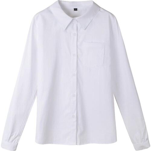 Japanese White Shirt Girls School Uniform Women Long Sleeve Turn-down Collar Formal Elegant Ladies Shirt Ladies Tops Blouse