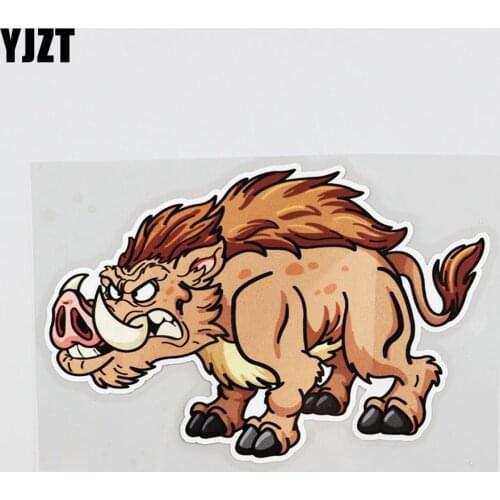 YJZT 16.1CM*10.7CM Interesting Fierce Animals Wild Boar PVC Car Sticker 12A-0074