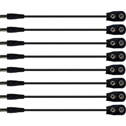 2 4 6 8 PCS 9V Battery Clip Converter Power Cables Snap Connector DC 2.1 5.5mm Plug For Guitar Effect Pedal Power Supply Cable