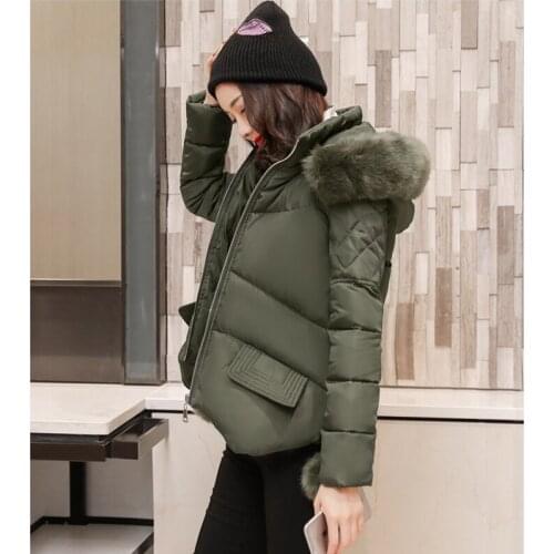 2018 NEW HOT SALE FASHION WOMEN WINTER JACKER SHORT LARGE FUR COLLOR THICKEN WARM FEMALE PARKAS COTTON WADDED COAT ZL467