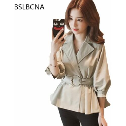 2020 Coat Women Short Jacket Turn-down Collar Bodycon Korean New Elegant Office Lady Fashion Autumn Winter Clothes Femme A379