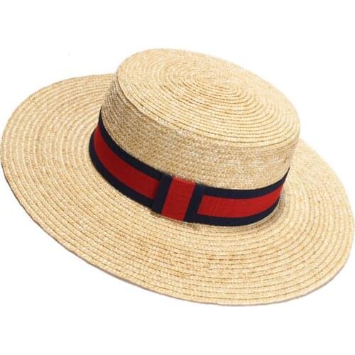 Women Summer Beach Sun Hats For Women Natural Straw Hat Retro Black Braided Hat Female Sunshade Flat Cap Visors Caps Fedora Cape