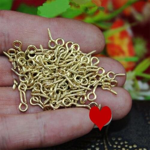 9mm Gold Metal Small Mini Eye Pins Eyepins Hooks Eyelets Screw Clasps Jewelry Findings Threaded Hardware,500Pcs