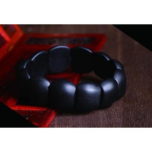 100% Real Natural black jade sibin bian stone needle byanshi bianshi SI Bin Hand row brief bracelet health care
