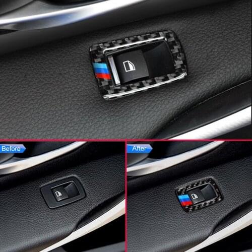 4PCS Carbon Fiber Door Window Switch Trims Cover For BMW 1 3 4 Series X1 F20 F30 F31 F34 F36 F48 Accessories