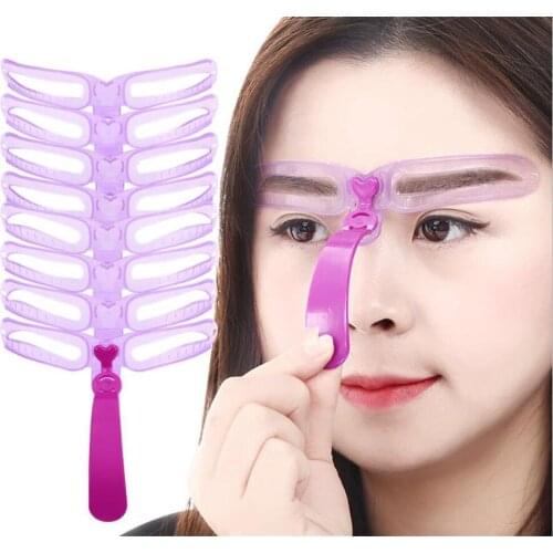 New 100 pcs/lot Reusable 8 in1 Eyebrow Shaping Template Helper Eyebrow Stencils Kit Grooming Card Eyebrow Defining Makeup Tools
