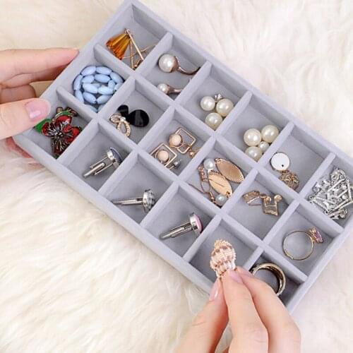 Velvet Jewelry Storage Tray Ring Necklace Display Organizer Box Holder Earring Jewelry Showcase Drawer Storage