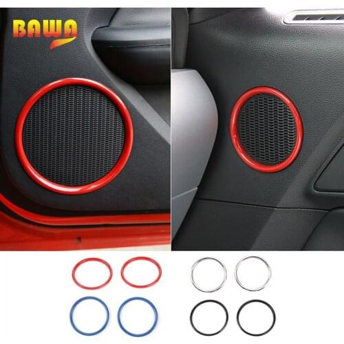 BAWA Car Door Speaker Ring Large Small Size Decoration Cover Interior Stickers ABS For Ford Mustang 2015 Up Car Styling