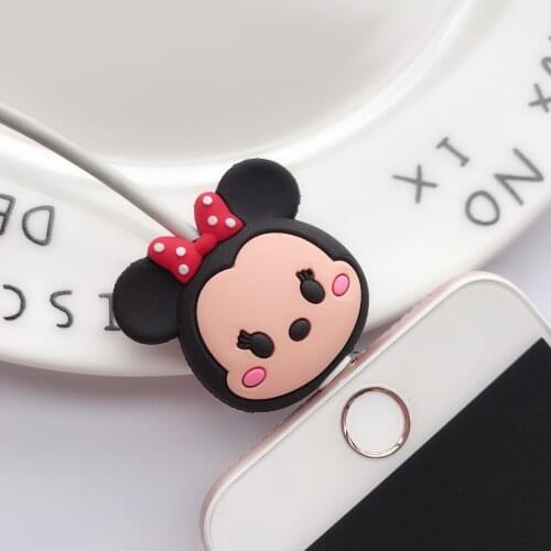 Disney Mickey mouse doll Accessories anti-breaking Mobile phone charging line protector case Stitch USB Data line holder cover