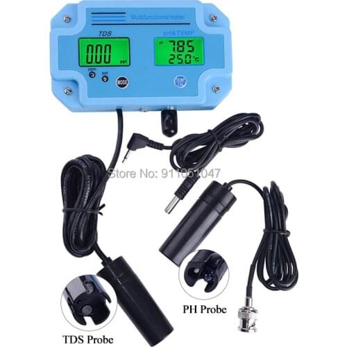 Digital 3 in 1 PH TDS(PPM) TEMP Meter Monitor Acidimeter Aquarium Drink Water Quality Tester BNC Replaceable Probe PH TDS Tester