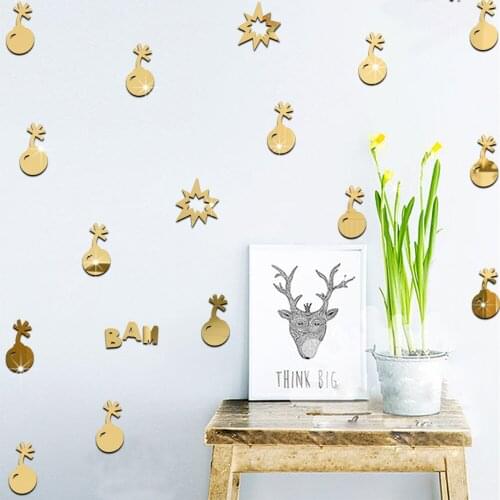 Funlife new high-grade children room decoration wall mirror fashion personality bomb bow environmental protection mirror posted