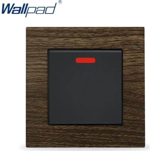 Wood 45A Air Condition Switch Wallpad Home Switch Metal Panel Push Button Switches Kitchen 45A Power Swith with LED