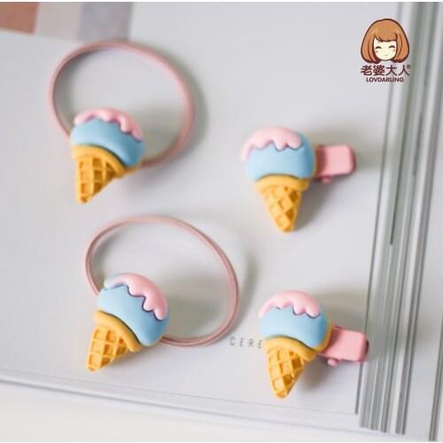 Ice Cream Childrens Hairpin Ice Cream Hairpin Cute Donut Hair Band Young Girl Jewelry Pet Headdress Hair Ring Combination