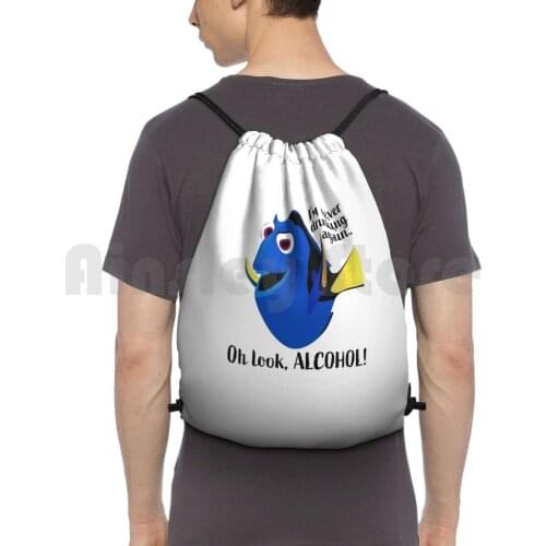 Dory I'M Never Drinking Again Backpack Drawstring Bags Gym Bag Waterproof Dory Never Drinking Again College Plus Beer