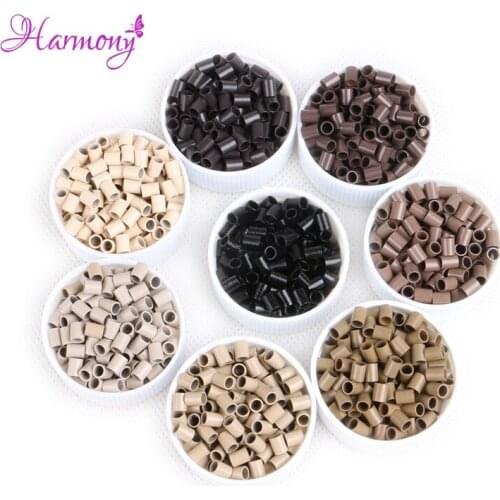 Harmony Plus Hair 8000pcs/lot 3.6*2.9*4.5mm Straight copper micro tubes No flared micro rings links 8 colors for I tip hair