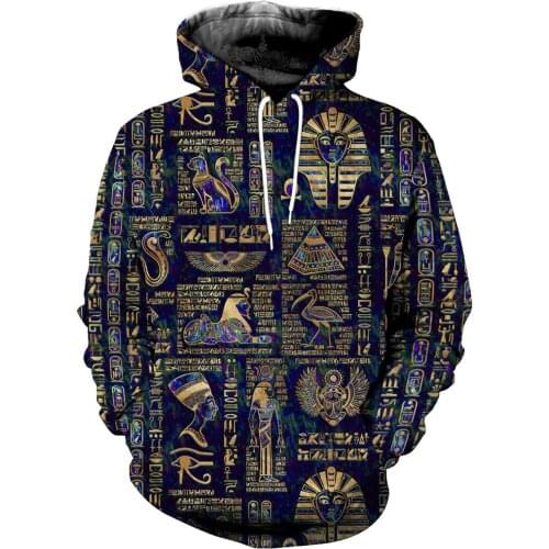 Egyptian Hieroglyphs 3D Print Graphic Hoodie Men 2021 Sweatshirt Streetwear Oversize 5XL Casual Zip Pullover Harajuku Hoodie