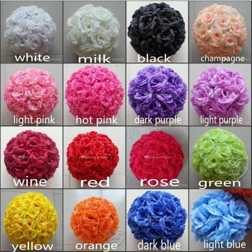 6" 15 CM Artificial Rose Silk Flower Kissing Balls White Flowers Ball For Christmas Ornaments Wedding Party Decoration 16 Color