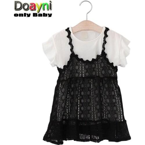 Doayni Baby Elegant Girls Clothing Sets 2pcs for 1 to 3Years baby Height 75 to 85cm Pink White Black Red Yellow Girls Dress