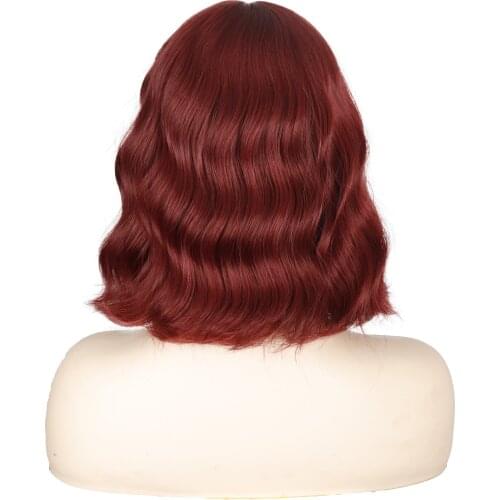 MERISI HAIR Synthetic Wig Short Bob Wigs With Bangs Cosplay Lolita Water Wave Synthetic Hair Wigs For Women American Style