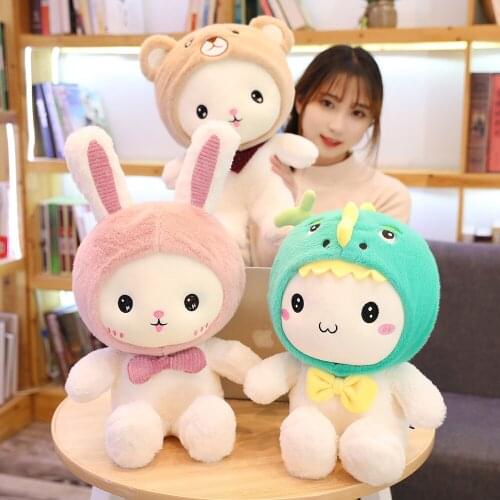 Cartoon cute rabbit Plush toy soft animal stuffed doll High quality transform animal Birthday Xmas gift for child girl kid baby