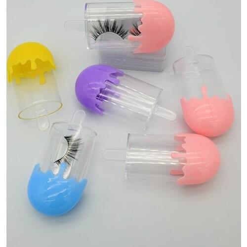 Many Colors Cute Ice Cream False Eyelash Packaging Box Lash Boxes Packaging Mink Eyelashes Case Bulk Vendor Free Shipping