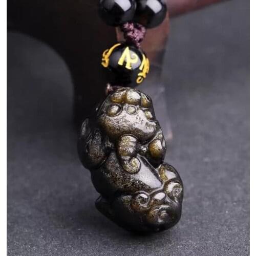 Natural Jin Yao Shi Cai Yan Obsidian Couple Pendant Men and women Lucky Fortune Transit pendant o34