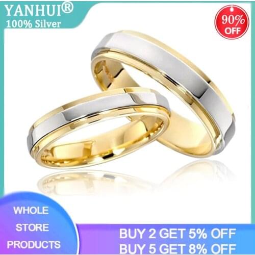 New Fashion Simple Design 316 Titanium Steel Mens Rings Lover Couple Rings Alliance Gold Wedding Band Rings Set for Women Men