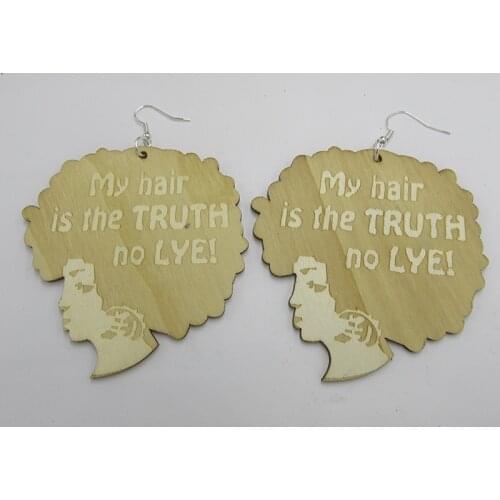 Newest 6cm African Style Afro Girl Wood Earrings