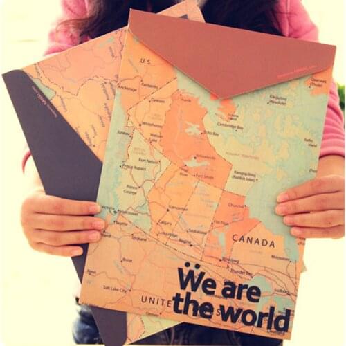 10 pcs/lot Creative simple stationery map envelope file pocket Retro lovely A4 folder file students school and office supplies