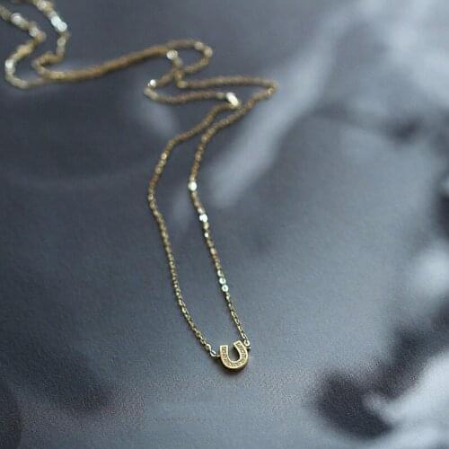 Simple Female Letter U Pendant Necklace Charm Sterling Silver Chain Necklaces For Women Dainty Crystal Stone Wedding Necklace