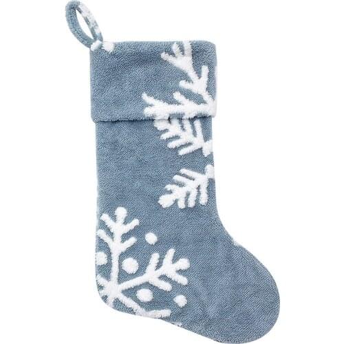 Christmas Stocking Snowflake Pattern Candy Sock Gift Bag Xmas Tree Hanging Decor Bag For Christmas Home Decoration