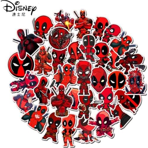 Disney 35pcs Marvel Avengers Deadpool Skateboard Stickers The Sticker Luggage Laptop Decal Moto Bicycle Car Sticker Toys