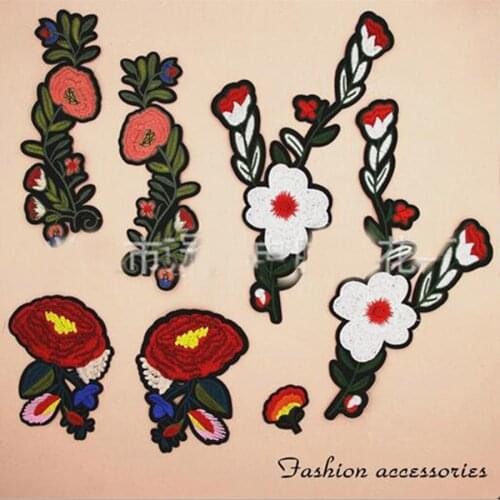 Fabric Embroidered Flower Leaf Patch Cap Clothes Stickers Bag Sew Iron On Applique DIY Apparel Sewing Clothing Accessories BU66