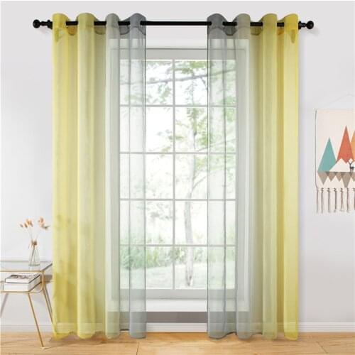 Blue Orange Gradient Sheer Curtains for Living Room Bedroom Kitchen Home Transparent Hotel Decor Tulle Curtains Purple Topfinel