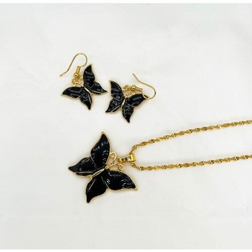 African Dubai Jewelry Set spring fashion Butterfly Earring Necklace Women Wedding Gift Nigeria Ethiopian Kenya Jewelry