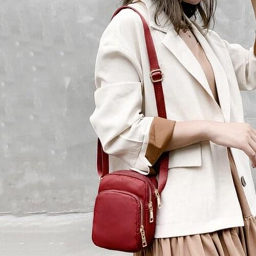 Women Fashion Solid Color Zipper Waterproof Nylon Shoulder Bag Female Crossbody Bag Ladies Waterproof Travel Messenger Bag