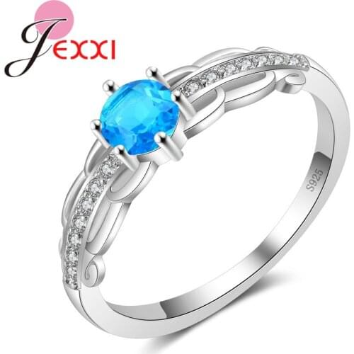 Exquisite Cubic Zirconia Female Accessory Crystal Wedding Ring Girl Engagement Party 925 Sterling Silver Rings For Women