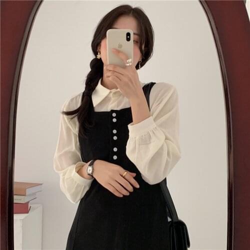 New S XL Spring autumn 2 piece suit blouse Sleeveless black Vintage Women Dresses Female Girls Dress suits Robe Femme Vestido