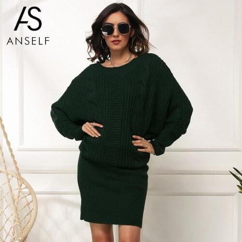 Winter Dress Women 2 Piece Set Autumn Knitted Pullover Dress Womens Fashion Streetwear Casual Pullover Elegant Dresses