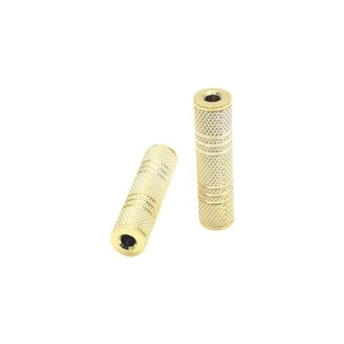 Gold 3.5mm Female To 3.5mm Female Audio Connector Coupler Stereo