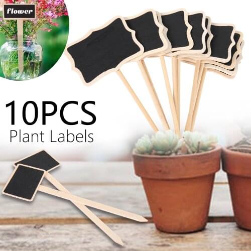 10Pcs Mini Wooden Chalkboard Plant Markers Creative Blackboard Signs Garden Flowers and Plants Tags Garden Decoration Tools